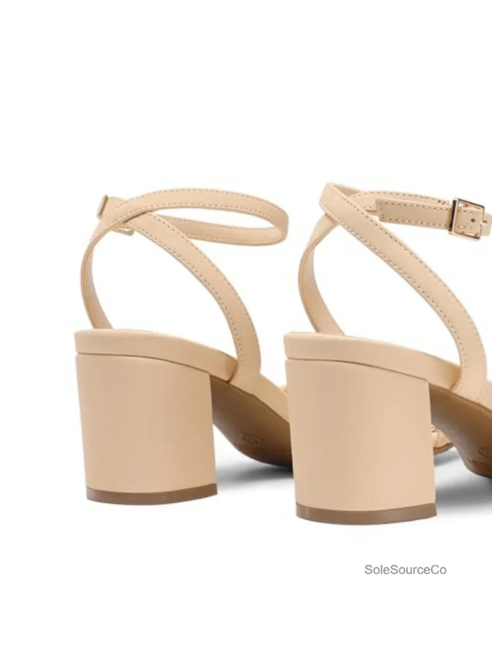 Chunky Strappy Heels Square Open Toe Ankle Buckle Low Heels Sandals
